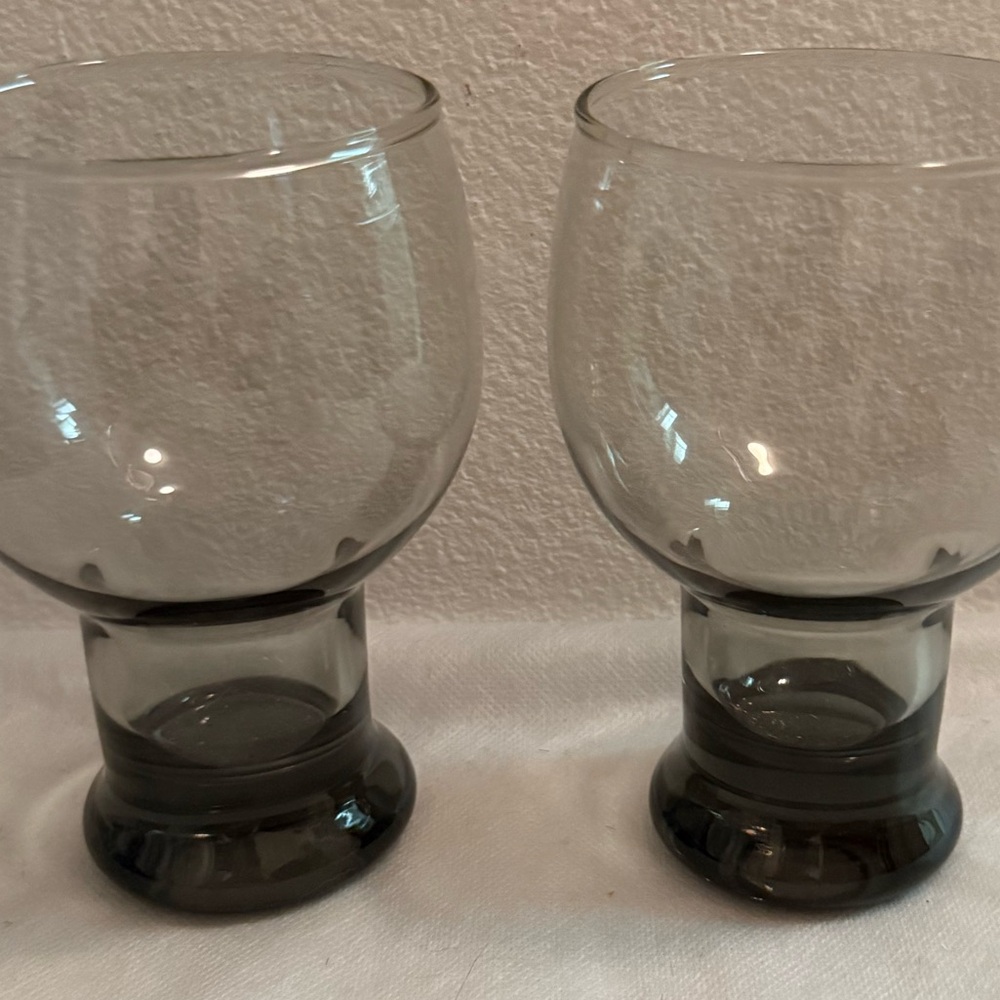 2 Smokey Gray Federal Glass Co. glasses. Vintage circa 1970